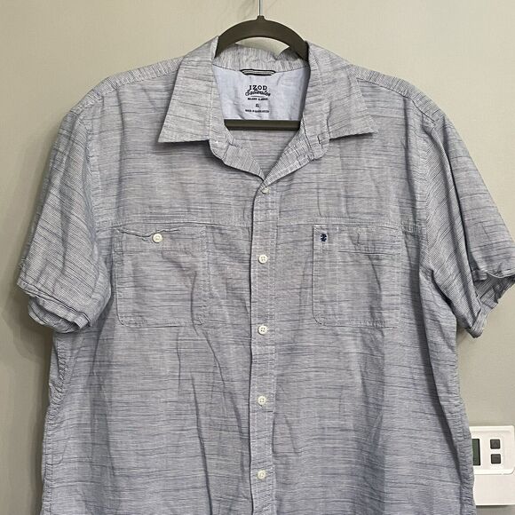 IZOD Saltwater Shirt Button up Relaxed Soft Cotton Camp‎ Casual XL EUC - Picture 2 of 11